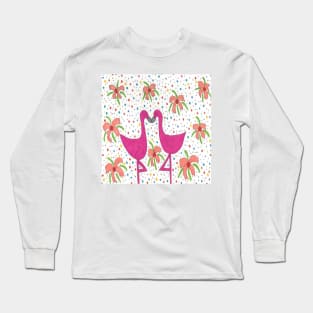 Floral Flamingo Fiesta Print Long Sleeve T-Shirt